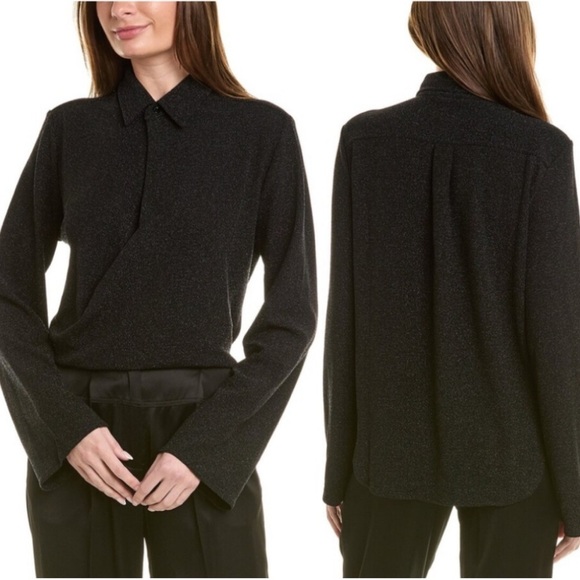 NEW Rag & Bone Lilith Metallic Blouse Top in Black - Size S - Picture 3 of 11
